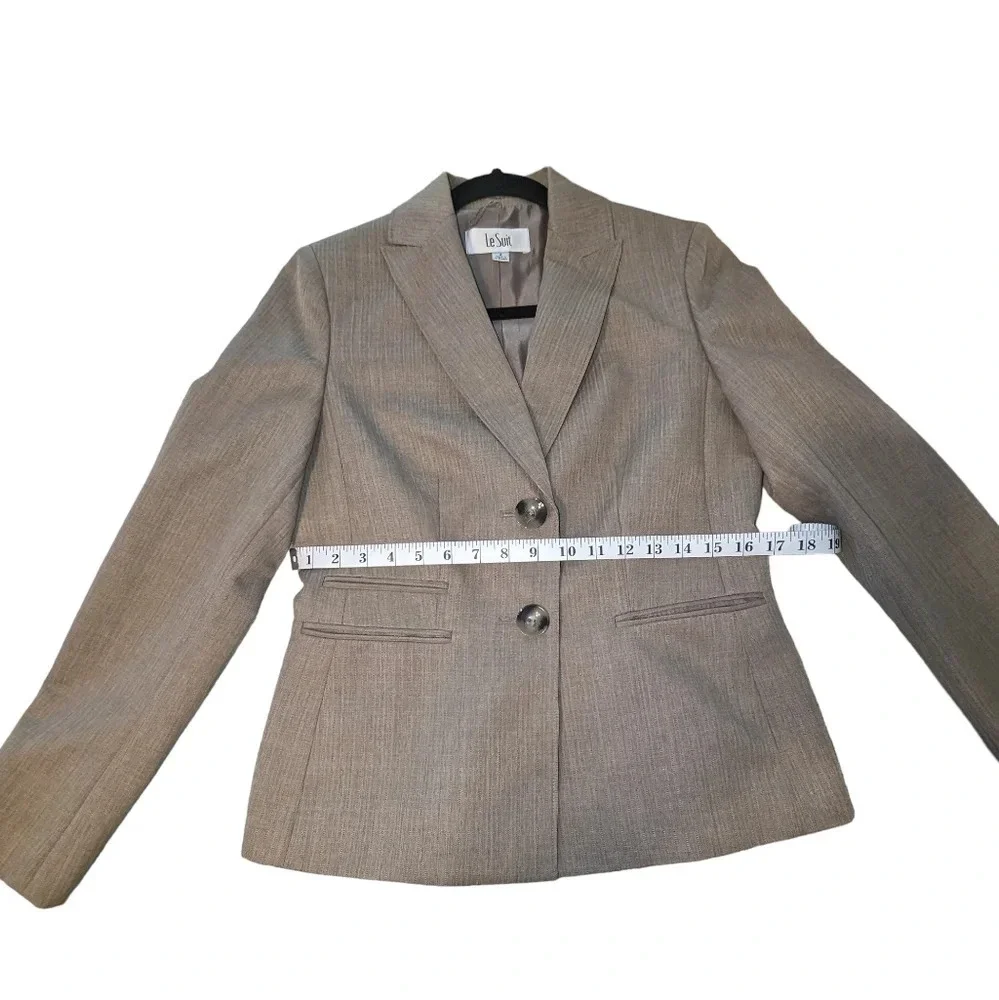 Le Suit Women's Thick Knit 2 Button Up Blazer Suit Jacket Size 4 Slit Pockets‎